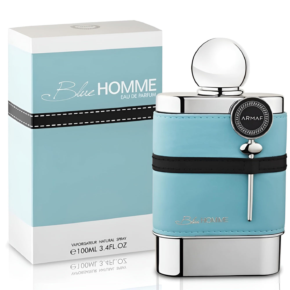 Armaf Blue Homme EDT cap closeup highlights premium finish for any look.