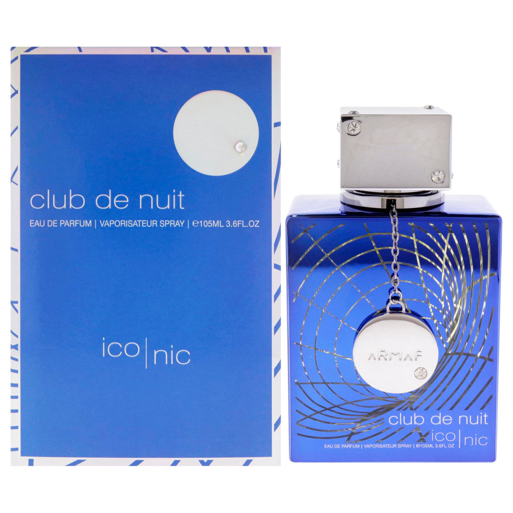 Armaf Club de Nuit Blue Iconic bottle front view showcases a fresh, versatile fragrance for daily wear.