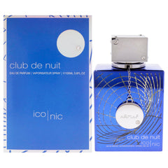 Armaf Club de Nuit Blue Iconic bottle front view showcases a fresh, versatile fragrance for daily wear.