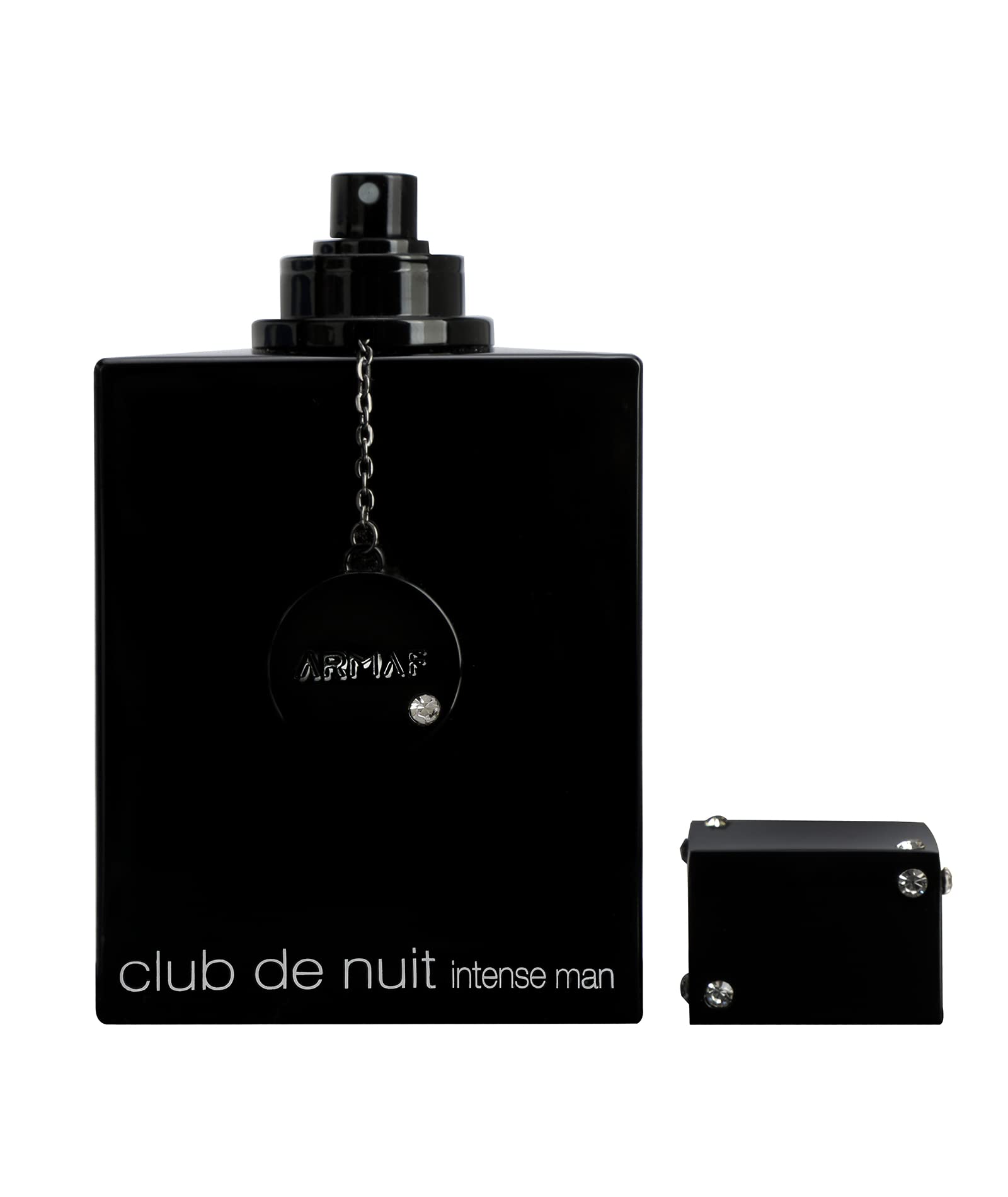 Armaf Club de Nuit Intense eau de toilette label close-up conveys authenticity and scent notes.
