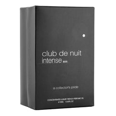 ARMAF Club De Nuit Intense base notes image: Musk, Ambergris, Patchouli, Vanilla for lasting warmth.