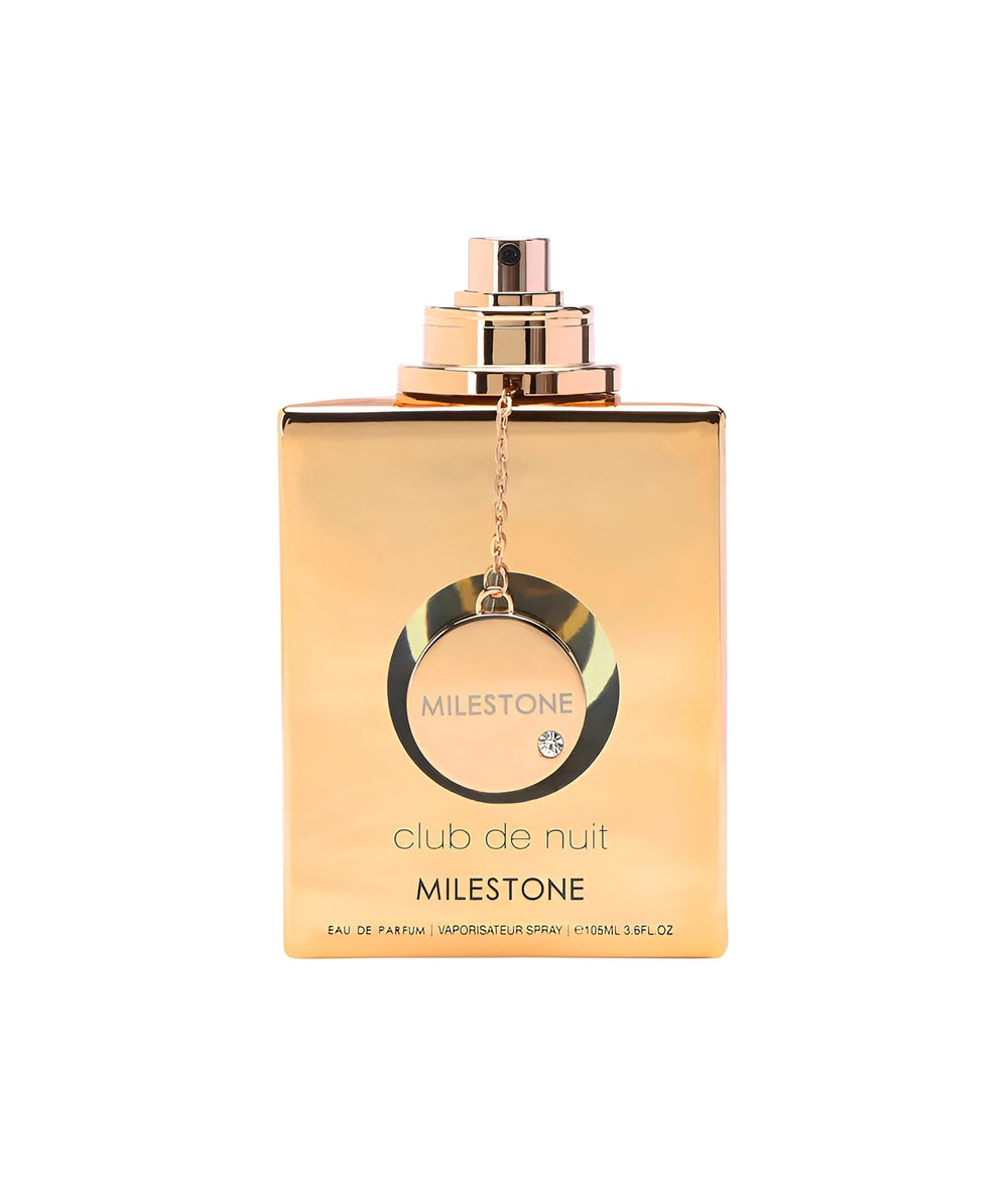 Armaf Club De Nuit Milestone foil label detail reinforces authentic branding and luxury cues