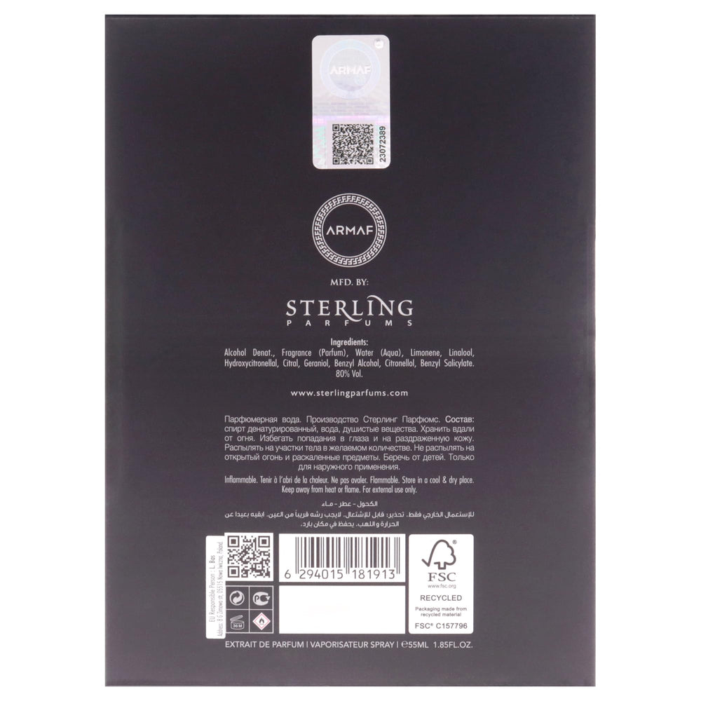 Armaf Club De Nuit Precieux packaging box presents a luxurious, gift-ready presentation.