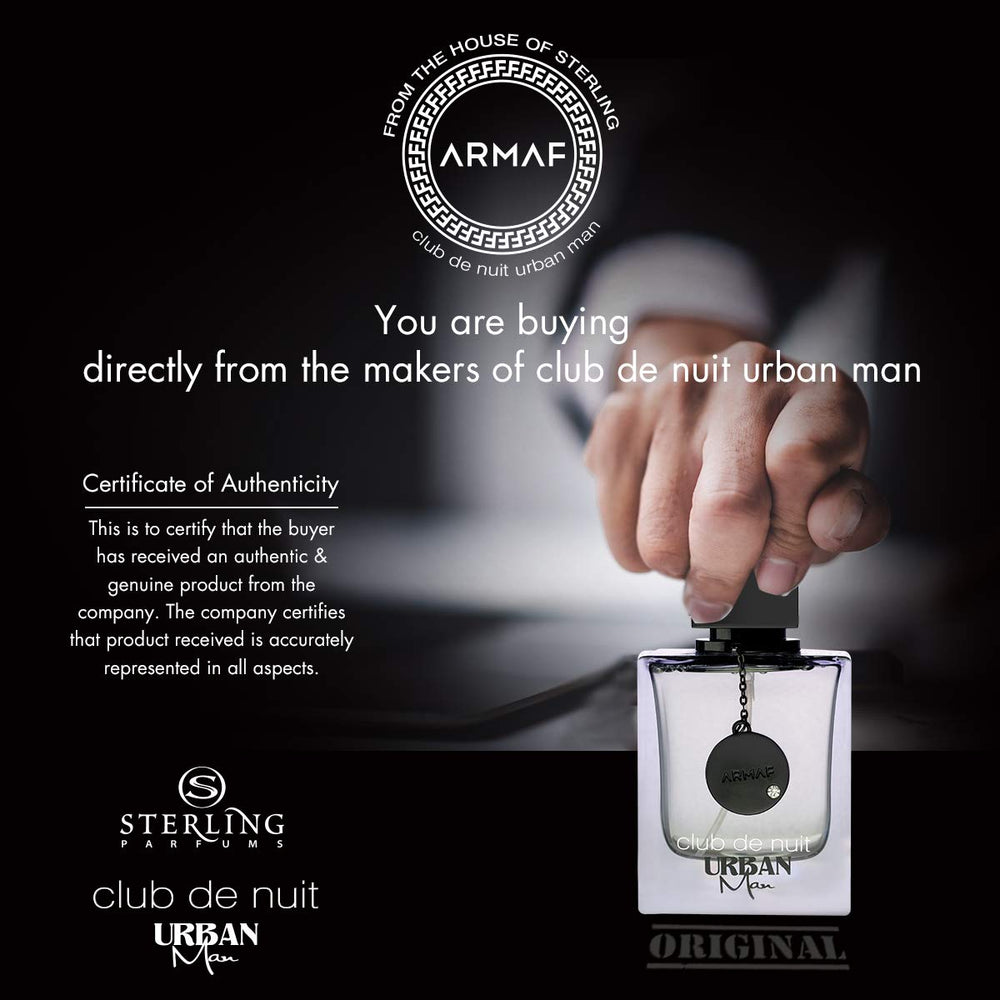Armaf Club De Nuit Urban Man note card close-up, highlights bergamot and mint for a crisp opening.