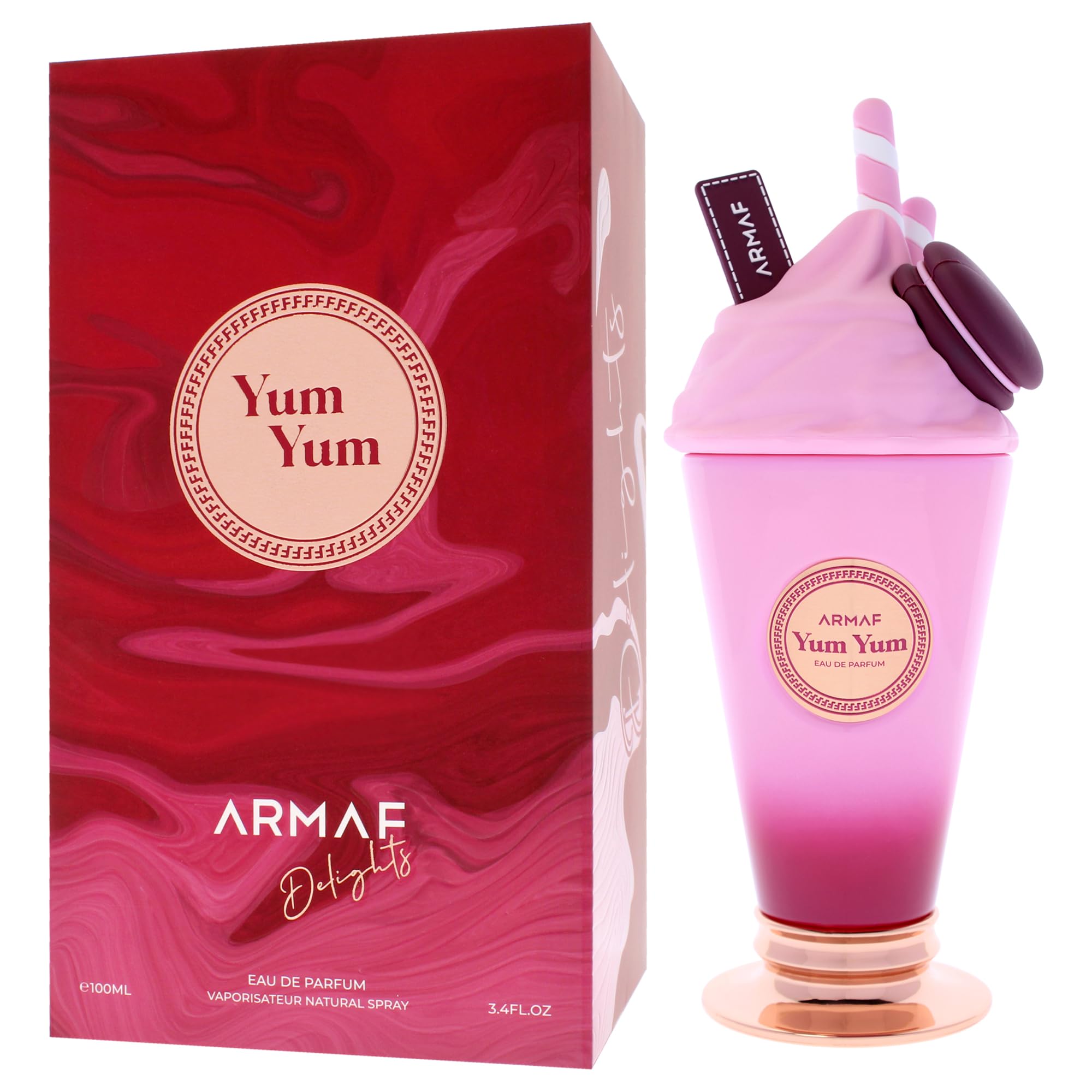 Armaf Delights Yum Yum 3.4 Edp Sp Women amber musk base closeup for lasting sophistication.