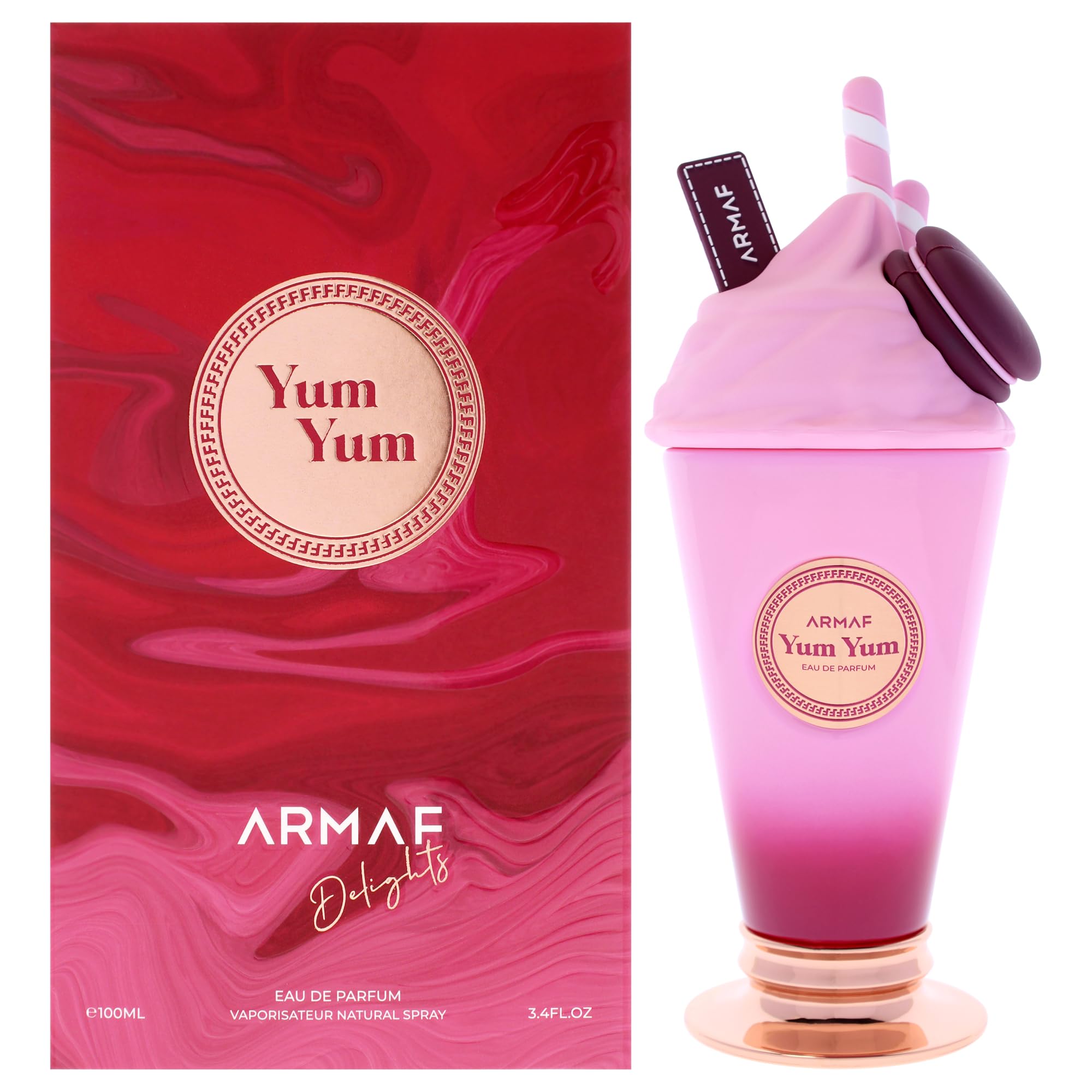 Armaf Delights Yum Yum 3.4 Edp Sp Women bottle closeup for everyday elegance.
