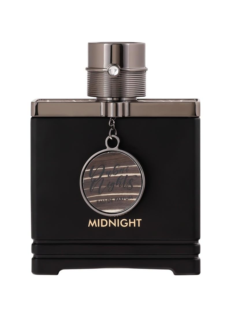 Armaf Dubai Nights Midnight for Men bottle-pour shows a bold evening fragrance to wear