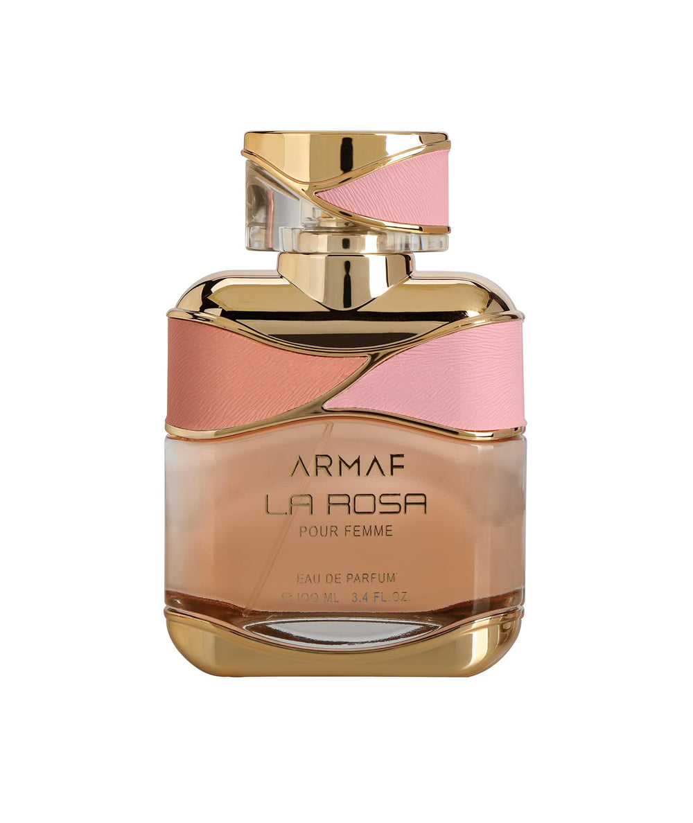 Armaf La Rosa Pour Femme label detail highlights notes and origin for quick reference.