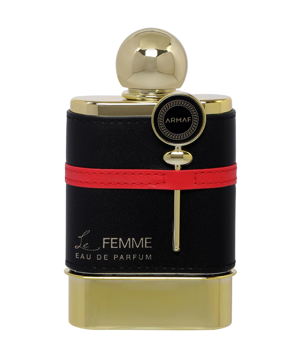 Armaf Le Femme bottle cap close-up emphasizes premium packaging and secure spray application.