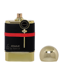 Armaf Le Femme box packaging displays brand heritage and elegant unboxing experience.