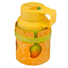 Armaf Odyssey Go Mango juice splash suggesting vibrant, tropical vitality for mornings