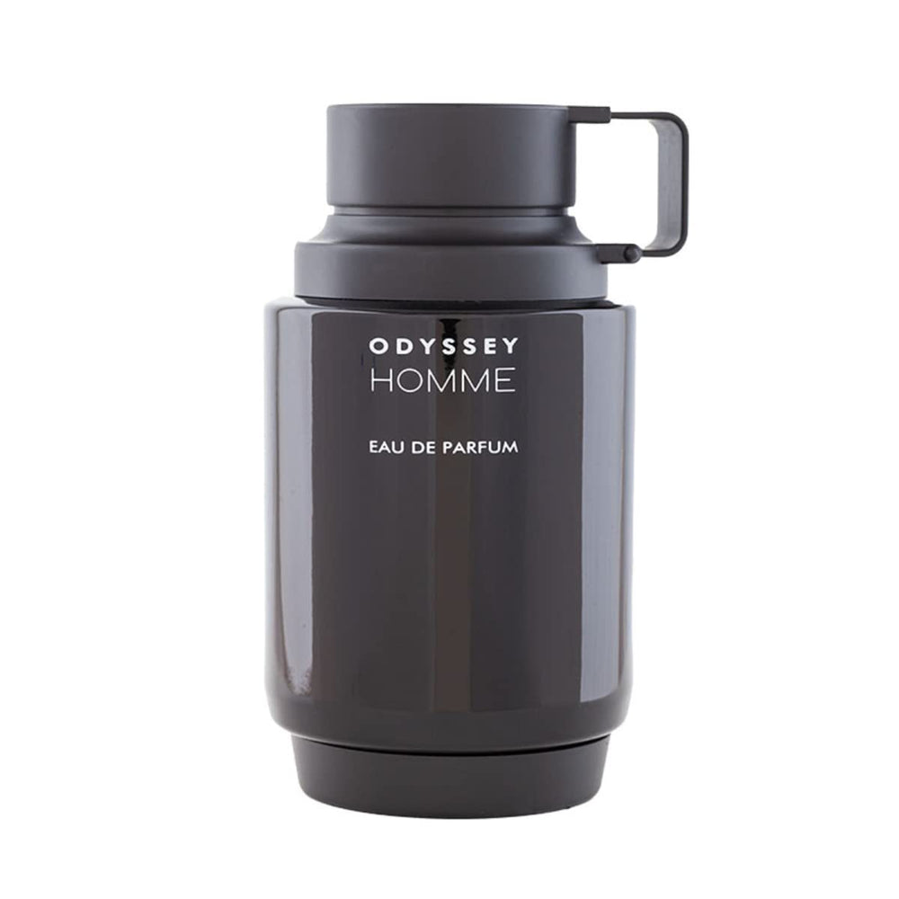 Armaf Odyssey Homme bottle front view highlights a bold evening fragrance