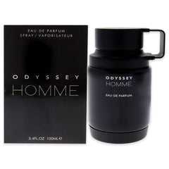 Armaf Odyssey Homme bottle front showcases sleek design for confident daily wear.