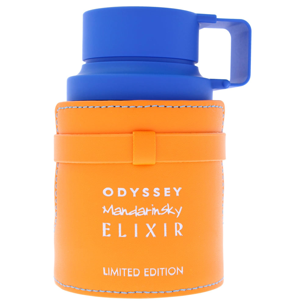 Armaf Odyssey Mandarin Sky bottle cap close-up emphasizes premium packaging for gifting.