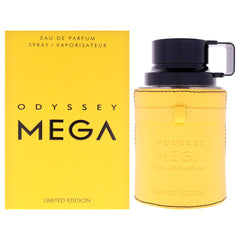 Armaf Odyssey Mega EDP bottle closeup highlighting bold design for confident daily wear.