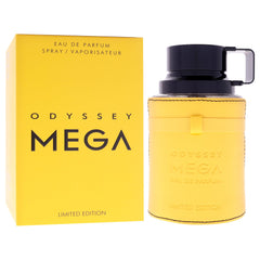 Odyssey Mega EDP front box shows premium details for gifting or self-indulgence.