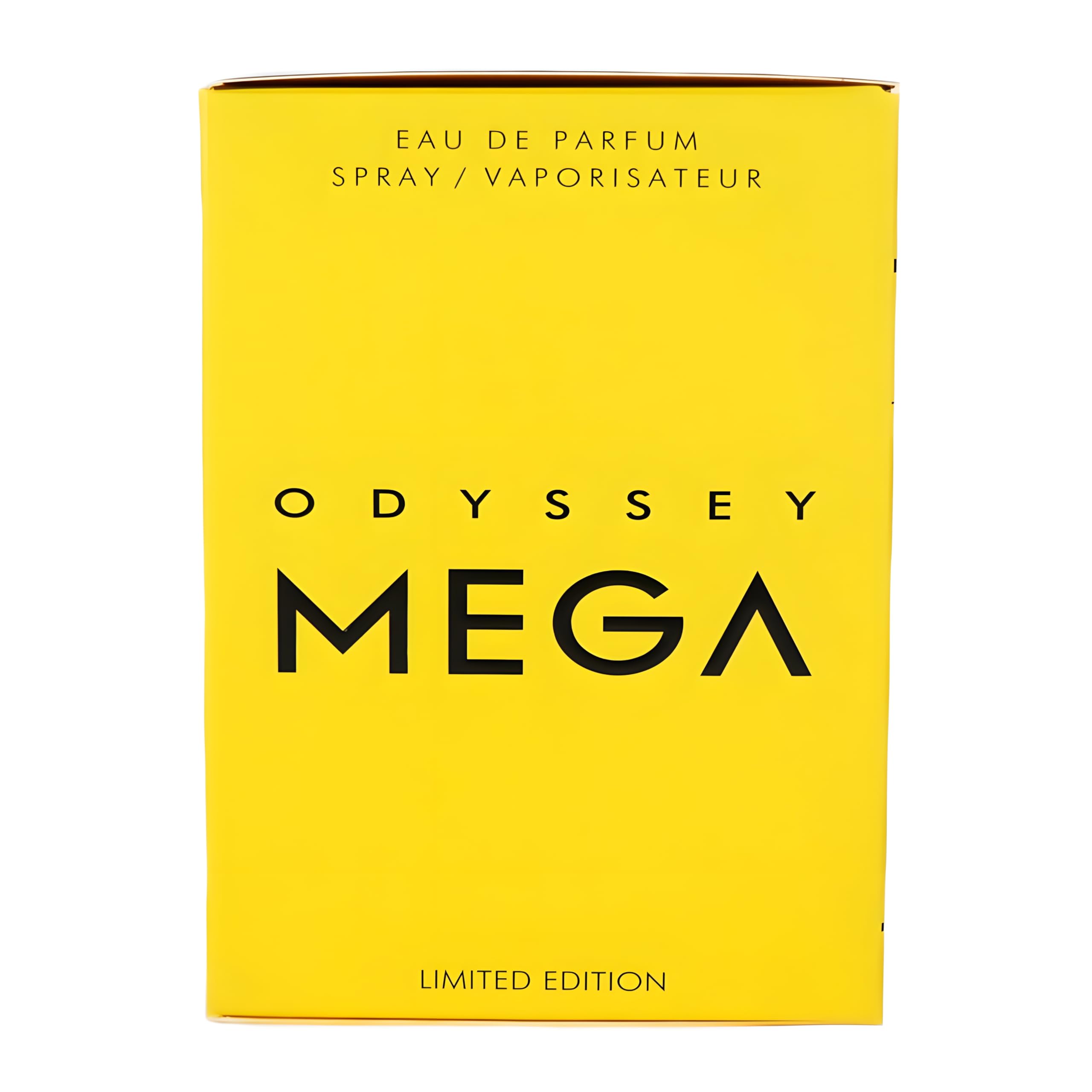 Armaf Odyssey Mega EDP label-detail underscores craftsmanship and note clarity.