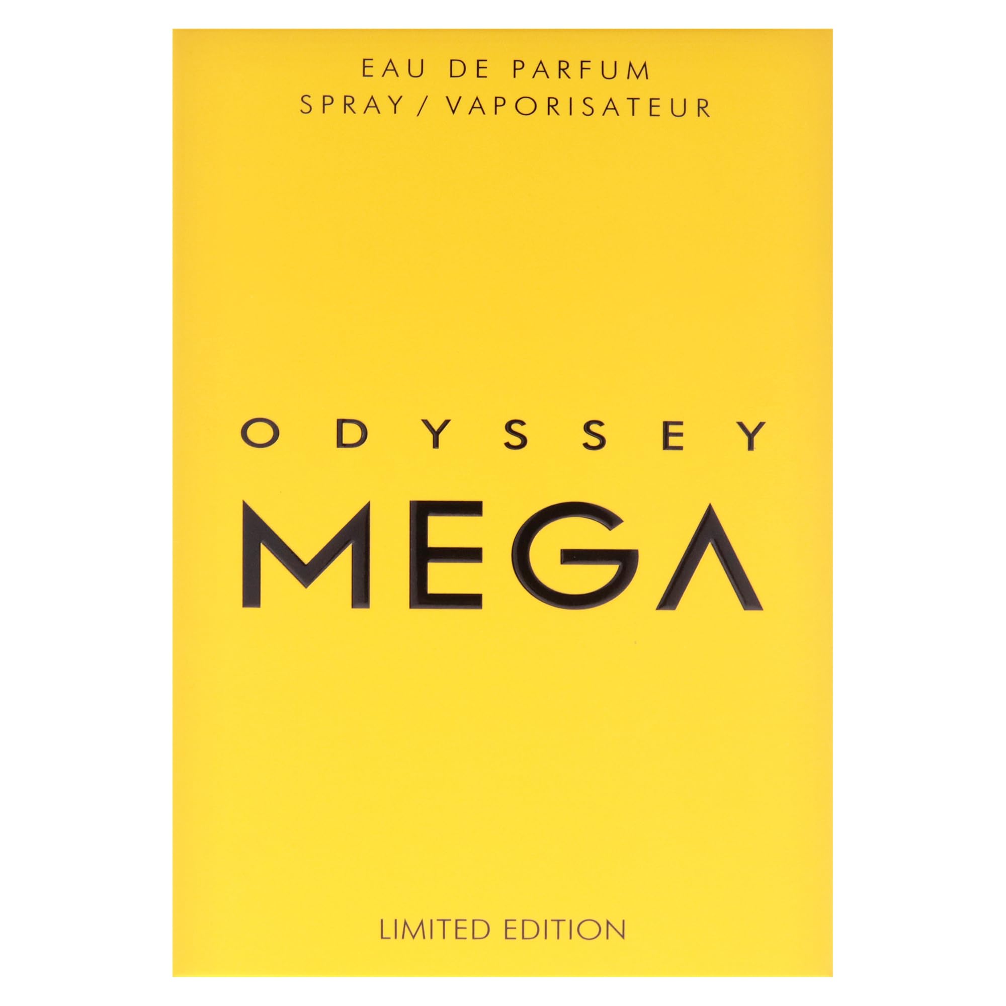 Odyssey Mega EDP label detail emphasizes brand reliability and fragrance richness.