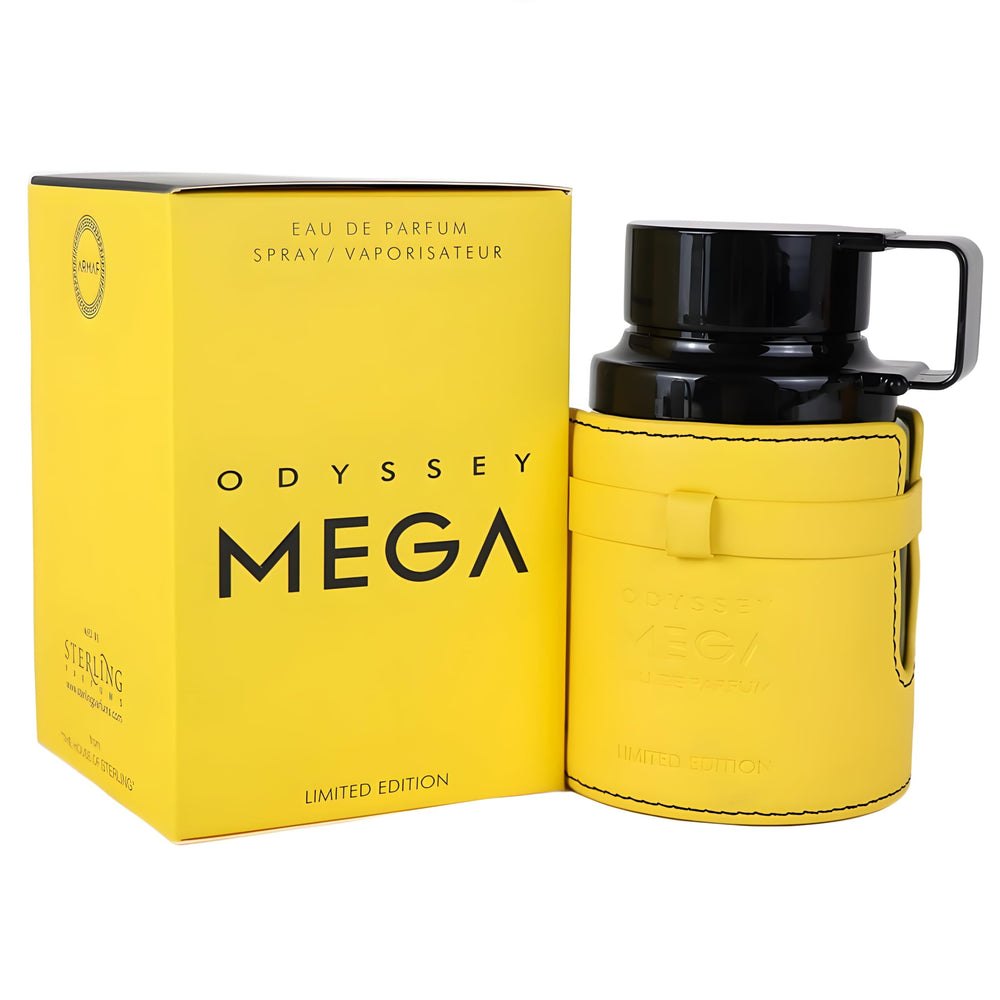 Armaf Odyssey Mega Limited Edition note-panel image reveals citrus, spice, and musk layers for layered scent.