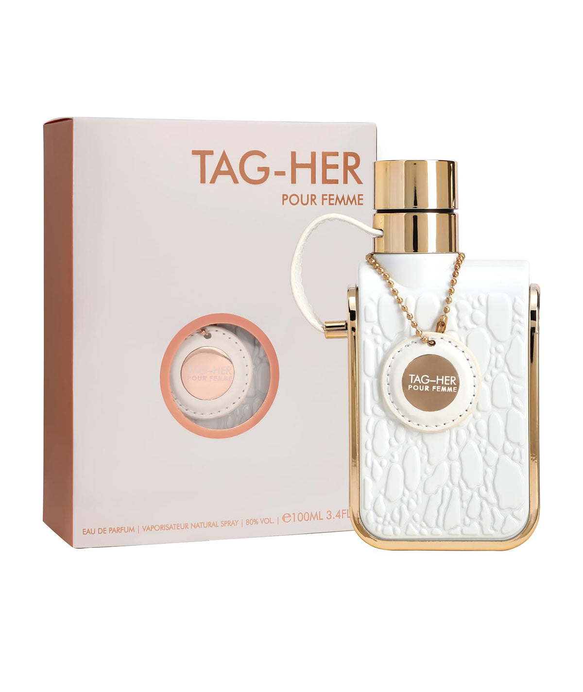 Armaf Tag Her bottle front view showcases premium oriental floral profile for daily confidence