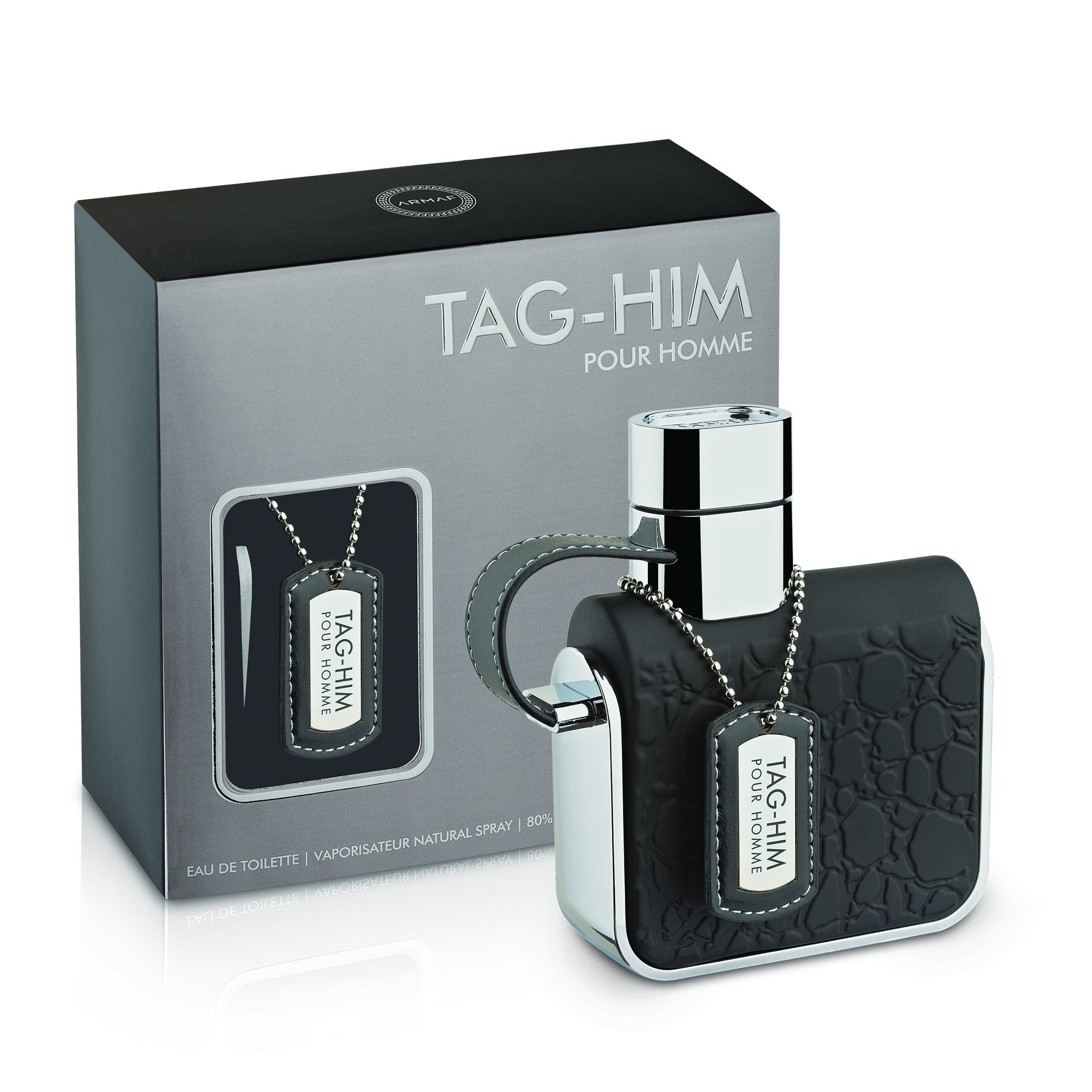 Armaf Tag Him bottle front view highlighting masculine woody scent for daily wear