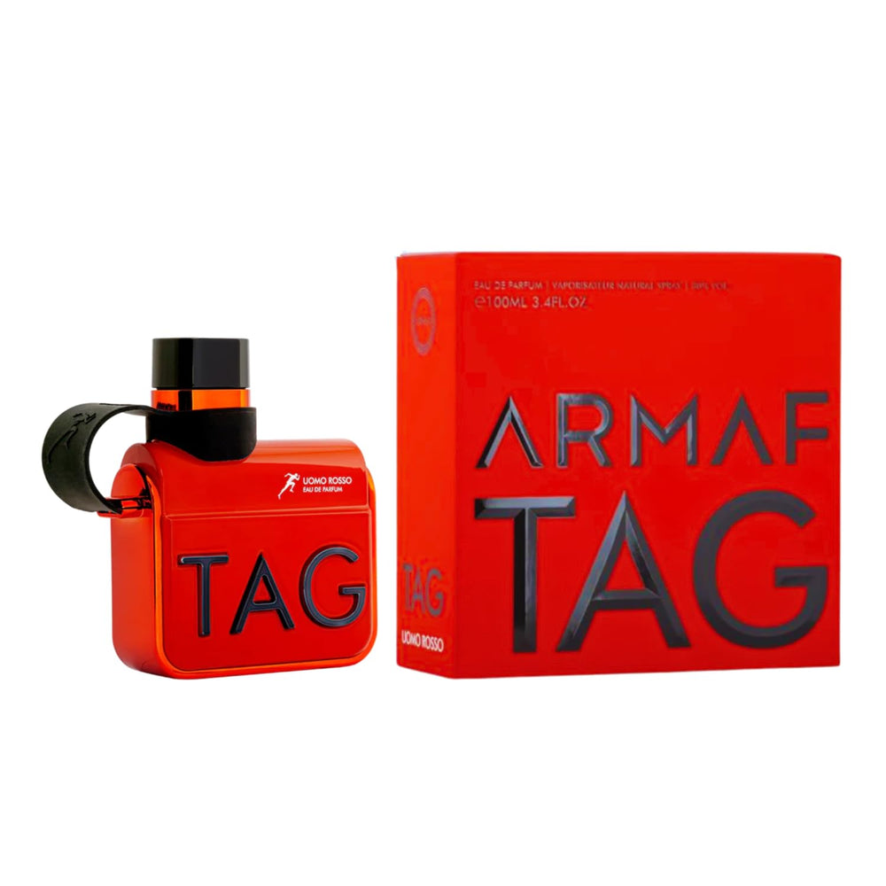 Armaf Tag Him Ummo Rosso Red packaging box suggests premium gift-ready presentation.