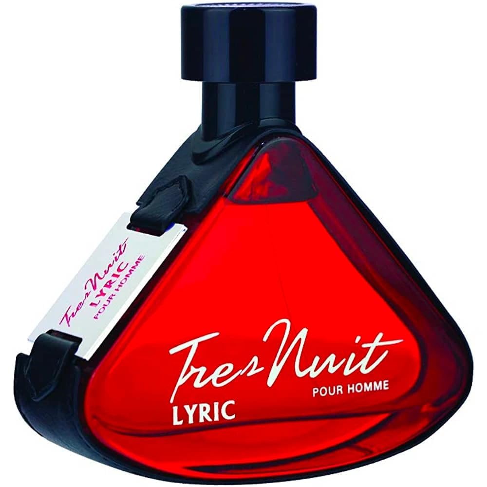 Armaf Tres Nuit Lyric bottle-cap closeup suggests premium craftsmanship for gifting.