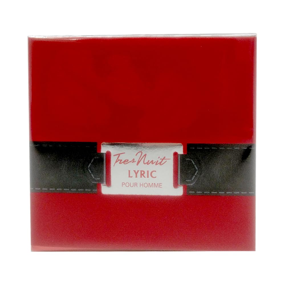 Armaf Tres Nuit Lyric label-detail emphasizes branding and fragrance storytelling.