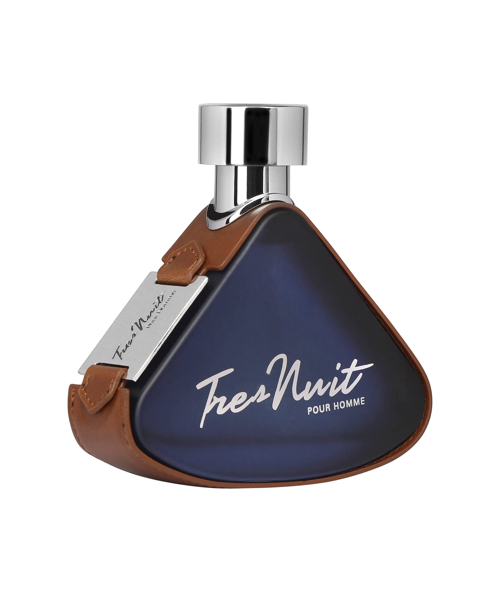 Armaf Tres Nuit Pour Homme bottle atomizer offers precise mist for application.