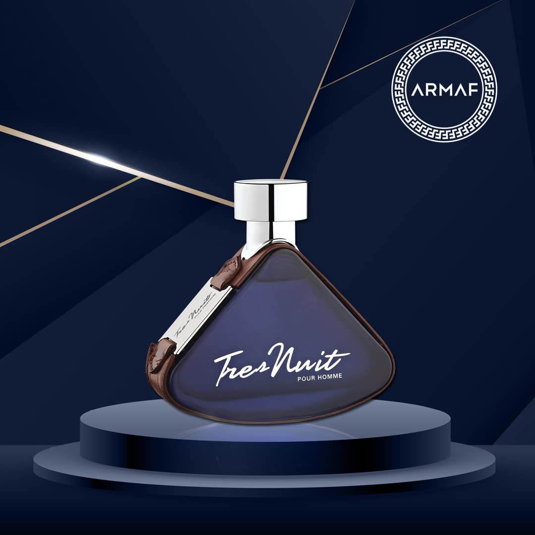Armaf Tres Nuit Pour Homme bottle back reveals classic masculine aesthetics.
