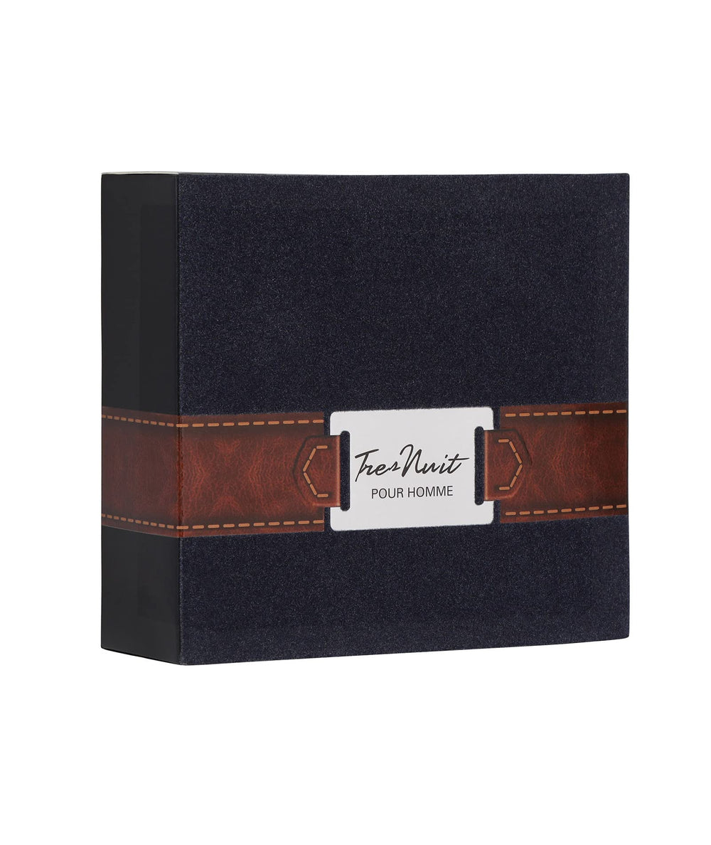 Armaf Tres Nuit Pour Homme box inside signals sturdy protection and value.