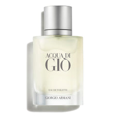 Armani Beauty Acqua di Gio bottle close-up highlighting fresh citrus notes.