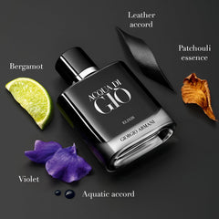 Armani Beauty Acqua di Gio Elixir cap detail highlights refined craftsmanship and masculine appeal.