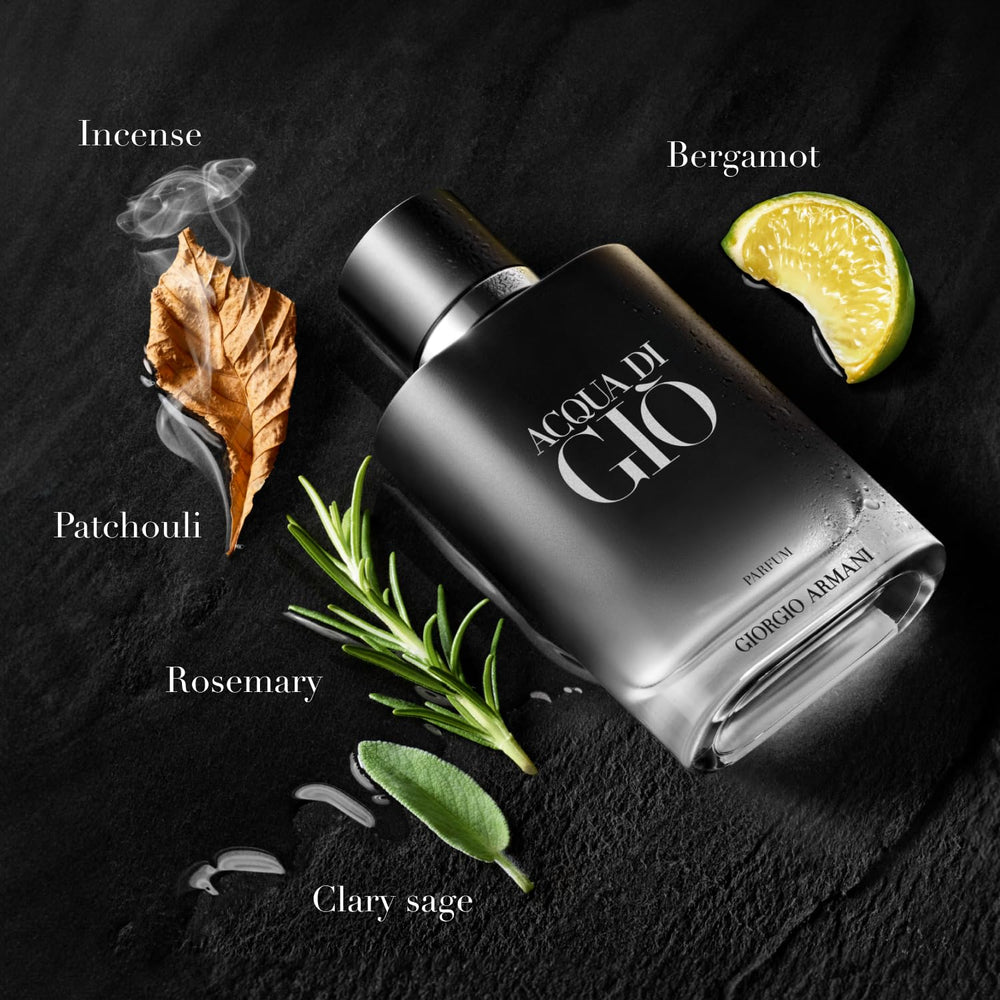 Armani Beauty Acqua di Giò Parfum cap with matte black finish enhances premium fragrance experience.