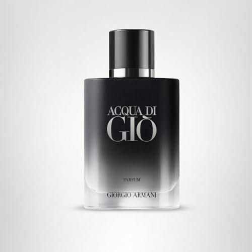 Armani Beauty Acqua di Gio Parfum magnetic cap embossed with Armani monogram signals premium craftsmanship.