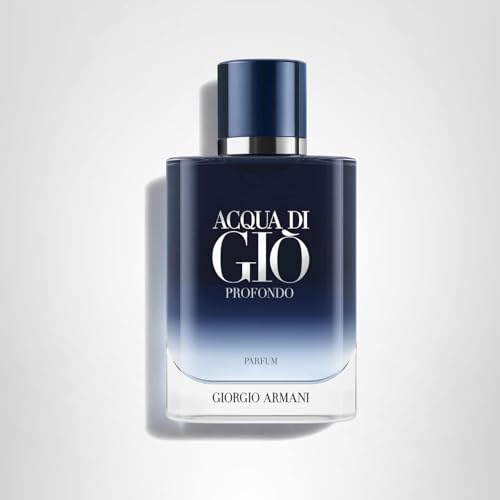 Armani Beauty Acqua di Giò Profondo bottle in blue tones suggesting sea depth.