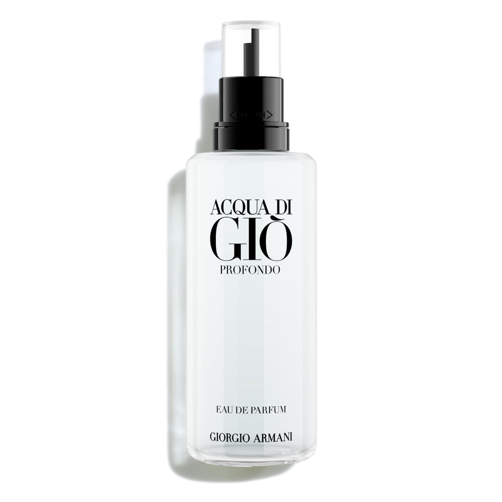Armani Beauty Acqua di Giò Profondo EDP bottle closeup delivering marine freshness.