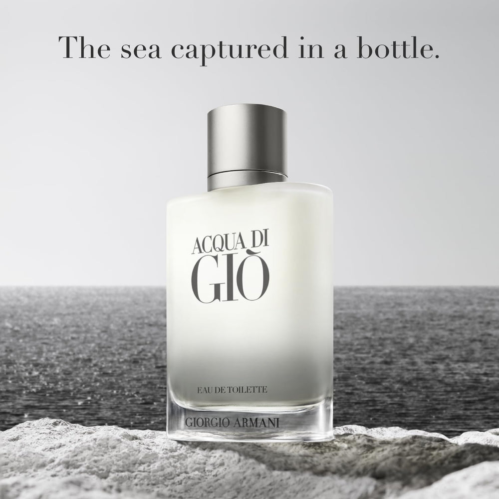 Armani Beauty Acqua di Gio spray application on pulse points for lasting freshness.