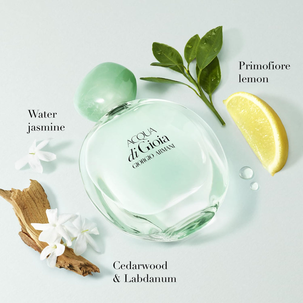 Armani Beauty Acqua di Gioia primofiore lemon note detail, adds bright daytime energy.