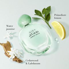 Armani Beauty Acqua di Gioia primofiore lemon note detail, adds bright daytime energy.