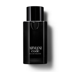 Armani Beauty Code EDT bottle front showcases ambery woody profile for confident everyday wear