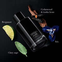 Armani Beauty Code Parfum for Men clary sage heart-notes add refined aroma.