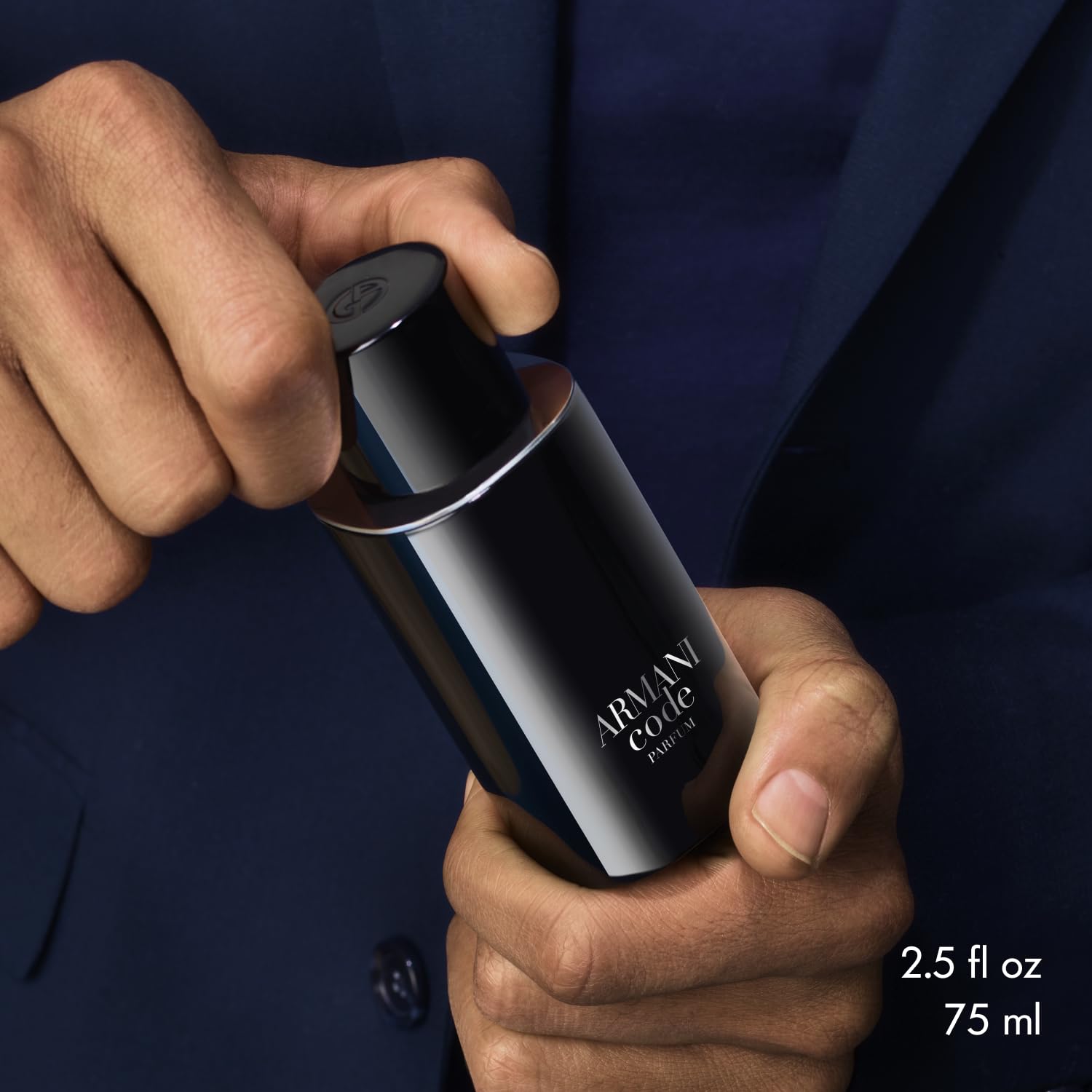 Armani Beauty Code Parfum for Men Moroccan iris adds refined nuance.