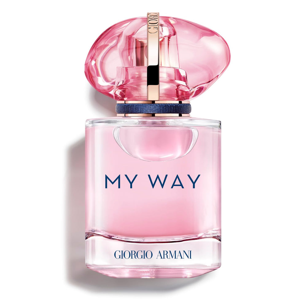Armani Beauty My Way Nectar bottle on display with vivid pink hue for evening wear