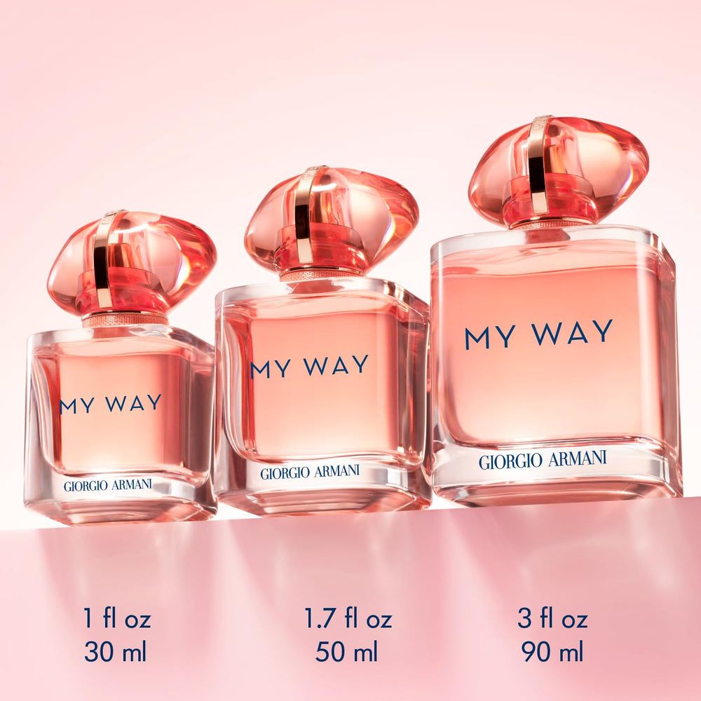Armani Beauty My Way Ylang close-up with coral bottle cap evokes vibrant optimism.