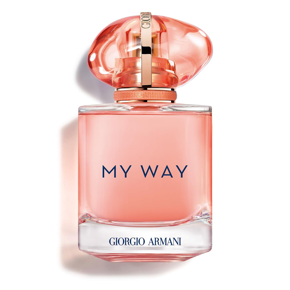 Armani Beauty My Way Ylang EDP bottle in coral packaging for daytime wear