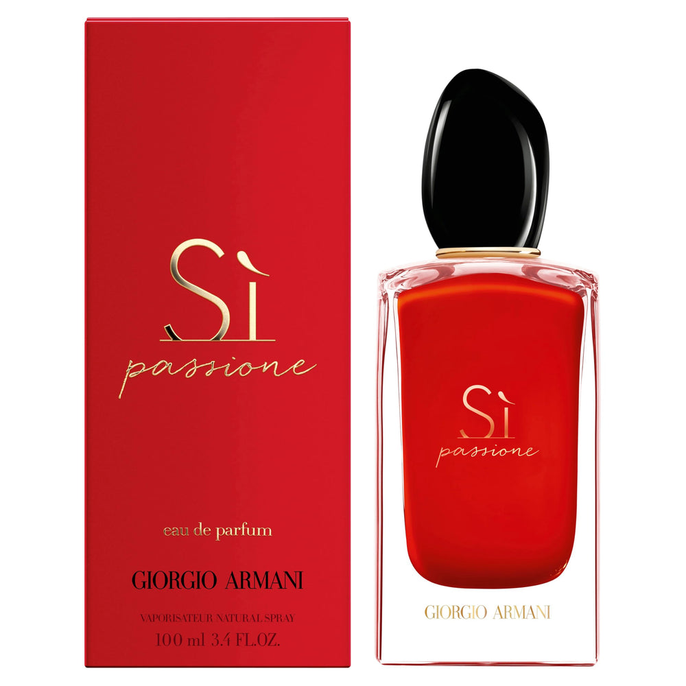 Armani Beauty Sì Passione outer packaging showcases luxury and gift-worthy presentation.