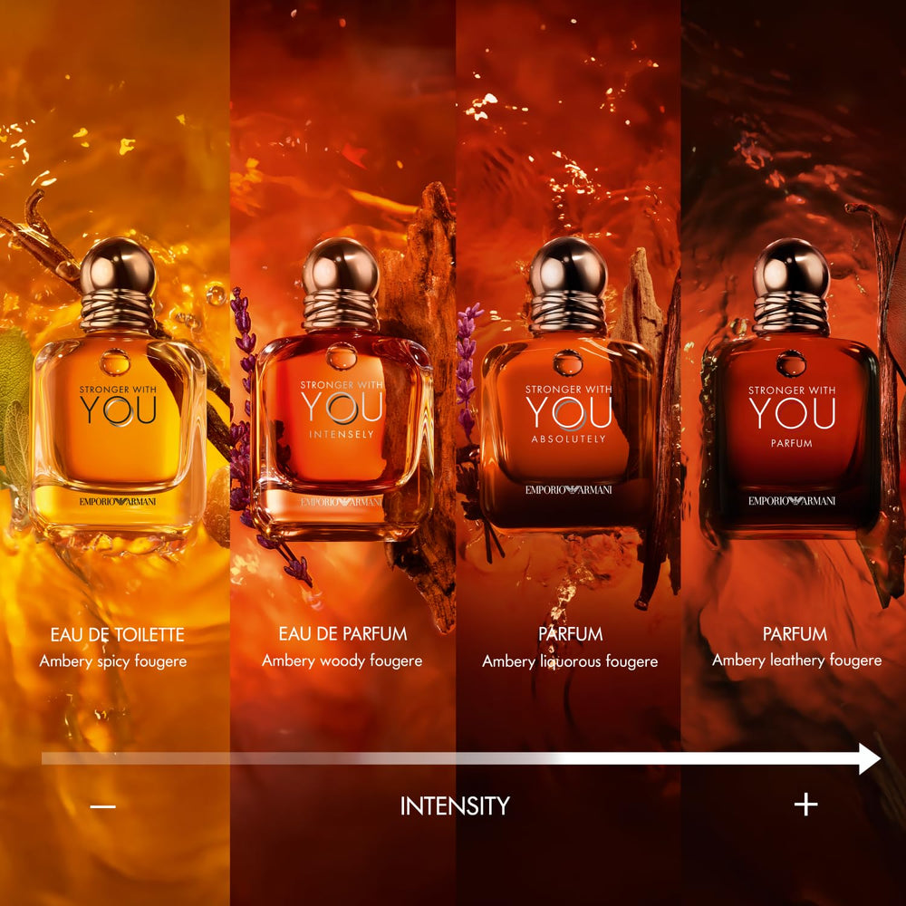 Armani Beauty Stronger With You Absolutely pour image indicating easy application and lasting aroma