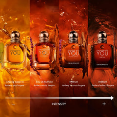 Armani Beauty Stronger With You Absolutely pour image indicating easy application and lasting aroma
