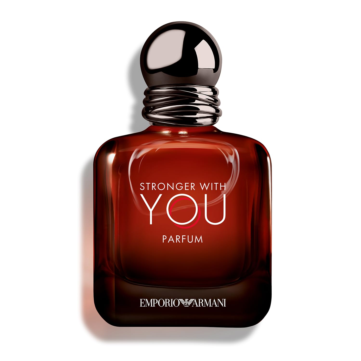 Armani Beauty Stronger With You bottle front reveals bold woody elegance for evenings.
